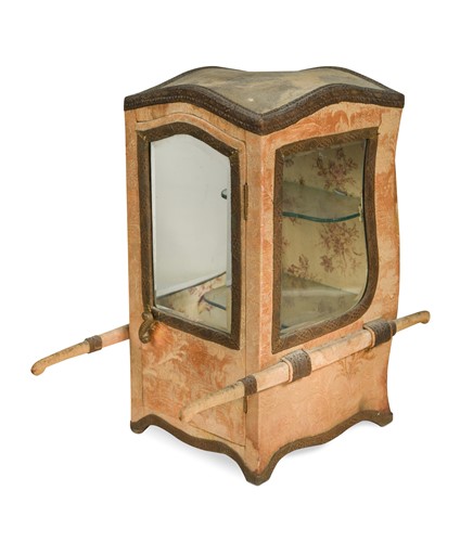 Lot 419 - A French table top sedan chair display case, late 19th century