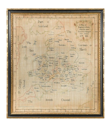 Lot 425 - A George III embroidered map of England