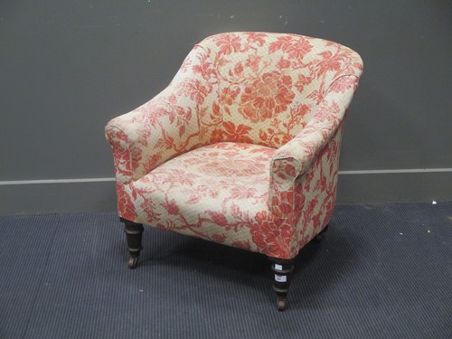 Lot 800 - A Victorian tub nursing chair, on mahogany...