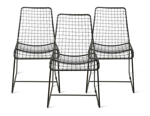 Lot 195 - A set of three wirework chairs in the manner of Harry Bertoia