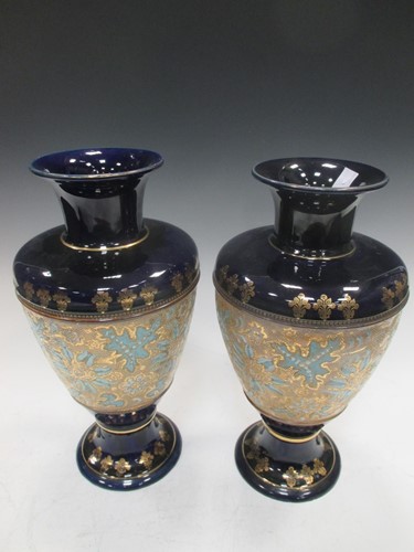 Lot 291 - A large pair of Doulton Slater patent vases,...