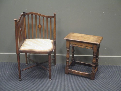 Lot 839 - A 17th century style oak joint stool, with...