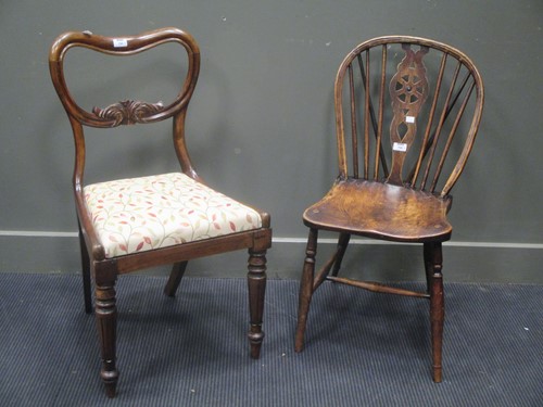 Lot 790 - A Victorian rosewood balloon back dining chair...