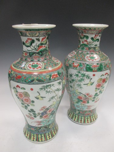 Lot 292 - A large pair of Chinese famille verte vases,...