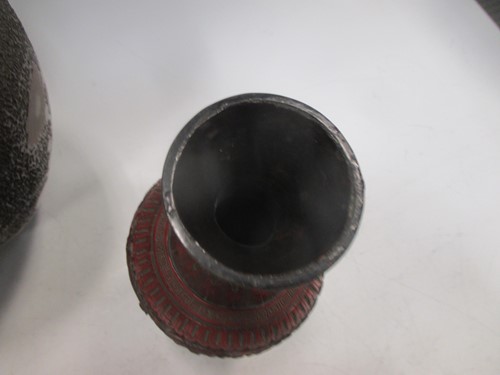 Lot 287 - A pair of cinnabar lacquer vases and a lacquer...