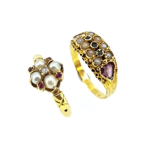 Lot 33 - Two seed pearl and gem set rings