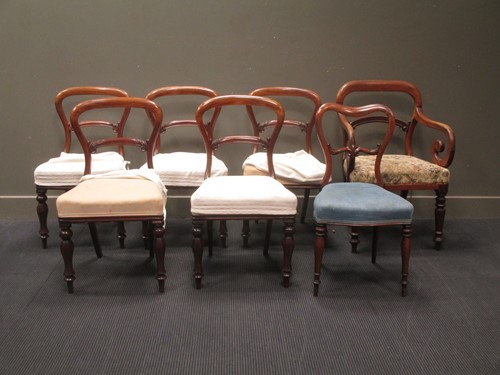 Lot 536 - A group of seven Victorian dining chairs of...