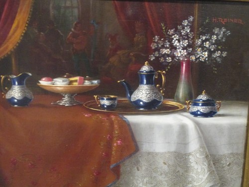 Lot 497 - Hermann Reiner, Still life, oil on board, 20 x...