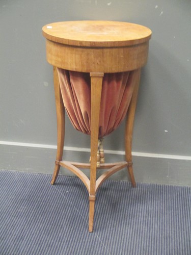 Lot 612 - A satin birch needlework table, 73 x 40cm