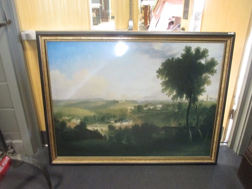 Lot 291 - Large Topographical print, in a painted black...