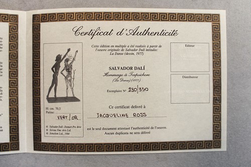 Lot 59 - Salvador Dali, (Spanish, 1904-1989), Hommage a Terpsichore (La Danse), conceived 1977