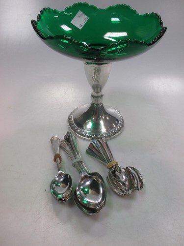 Lot 432 - Silver: 4 golfing teaspoons, 10 enamelled...