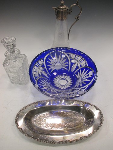Lot 289 - An electroplate mounted claret jug, a Bohemian...