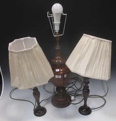 Lot 222 - A modern antiqued bronze finish table lamp,...
