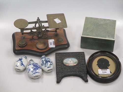 Lot 334 - A shagreen cigarette box, with label 'No.2...