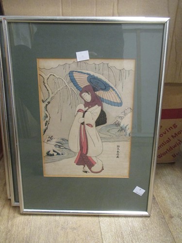 Lot 534 - Six Japanese figural woodblock prints, c.25 x...