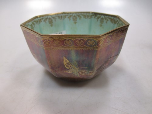 Lot 317 - A Wedgwood butterfly lustre octagonal bowl,...