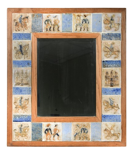 Lot 36 - Roger Guerin (Belgian, 1896-1954), a tile framed mirror.