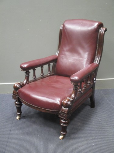 Lot 507 - A Victorian mahogany and leather library armchair