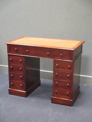Lot 619 - A Victorian mahogany twin pedestal desk of...