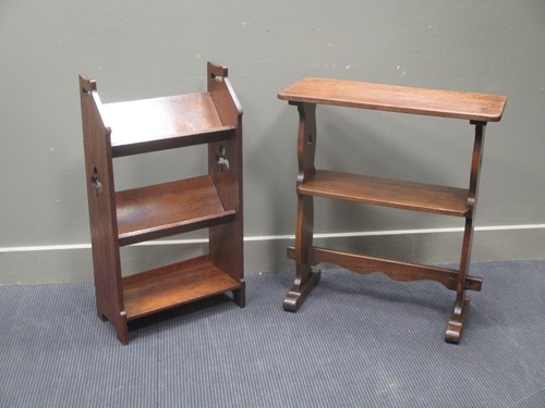 Lot 814 - Two Arts & Crafts oak bookshelves each with...