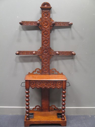 Lot 808 - A Victorian carved oak four branch hall-stand,...