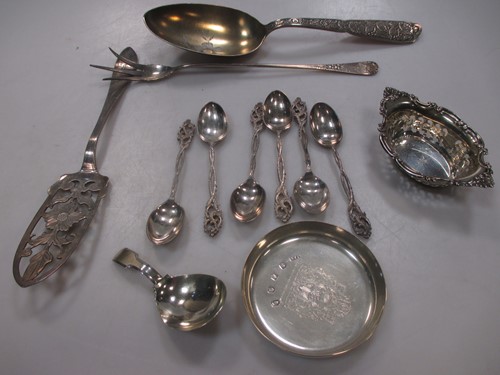 Lot 449 - Various sterling silver teaspoons, a caddy...