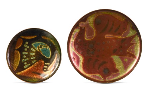 Lot 124 - David Andersen, two enamelled copper plates