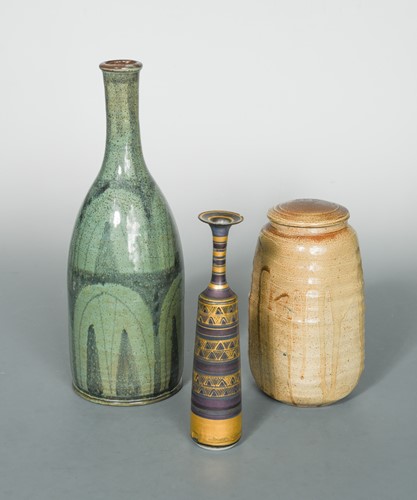 Lot 41 - Phil Rogers (British, born 1951), a lidded salt glazed stoneware jar