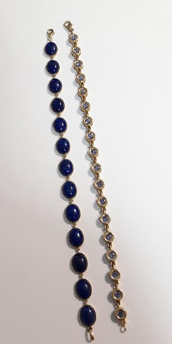 Lot 403 - a 9ct gold tanzanite bracelet together with a...