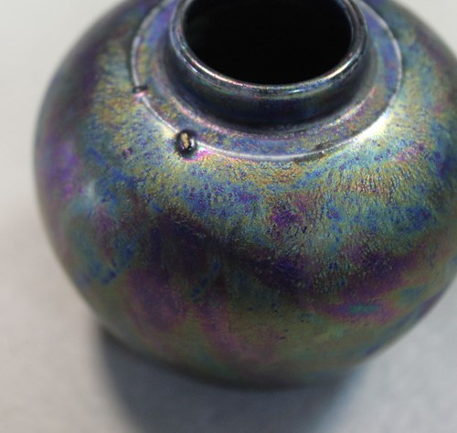 Lot 27 - A miniature Ruskin Pottery Kingfisher lustre jar