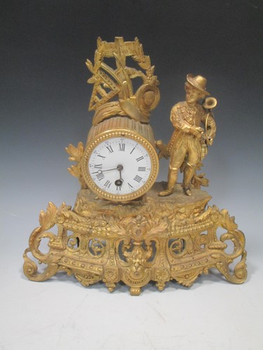Lot 304 - A 19th century French gilt metal mantel clock