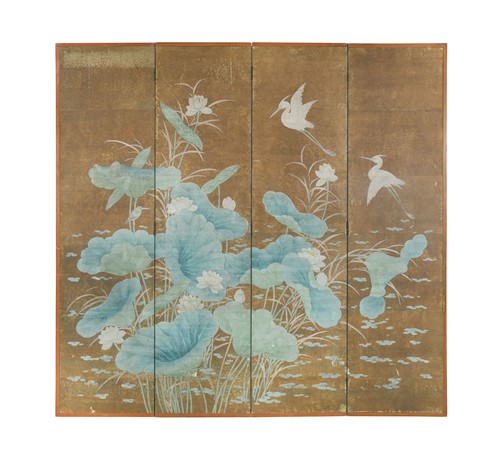 Lot 410 - A Japanese folding screen, Meiji period, circa 1900