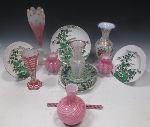 Lot 254 - A small collection of glass vases with painted...