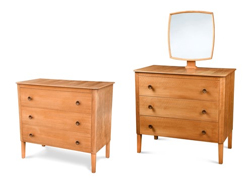 Lot 182 - A pair of mid-20th century Gordon Russell bleached walnut chests of drawers