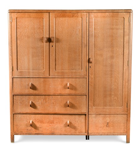 Lot 156 - A Heal's limed oak Art Deco compactum wardrobe