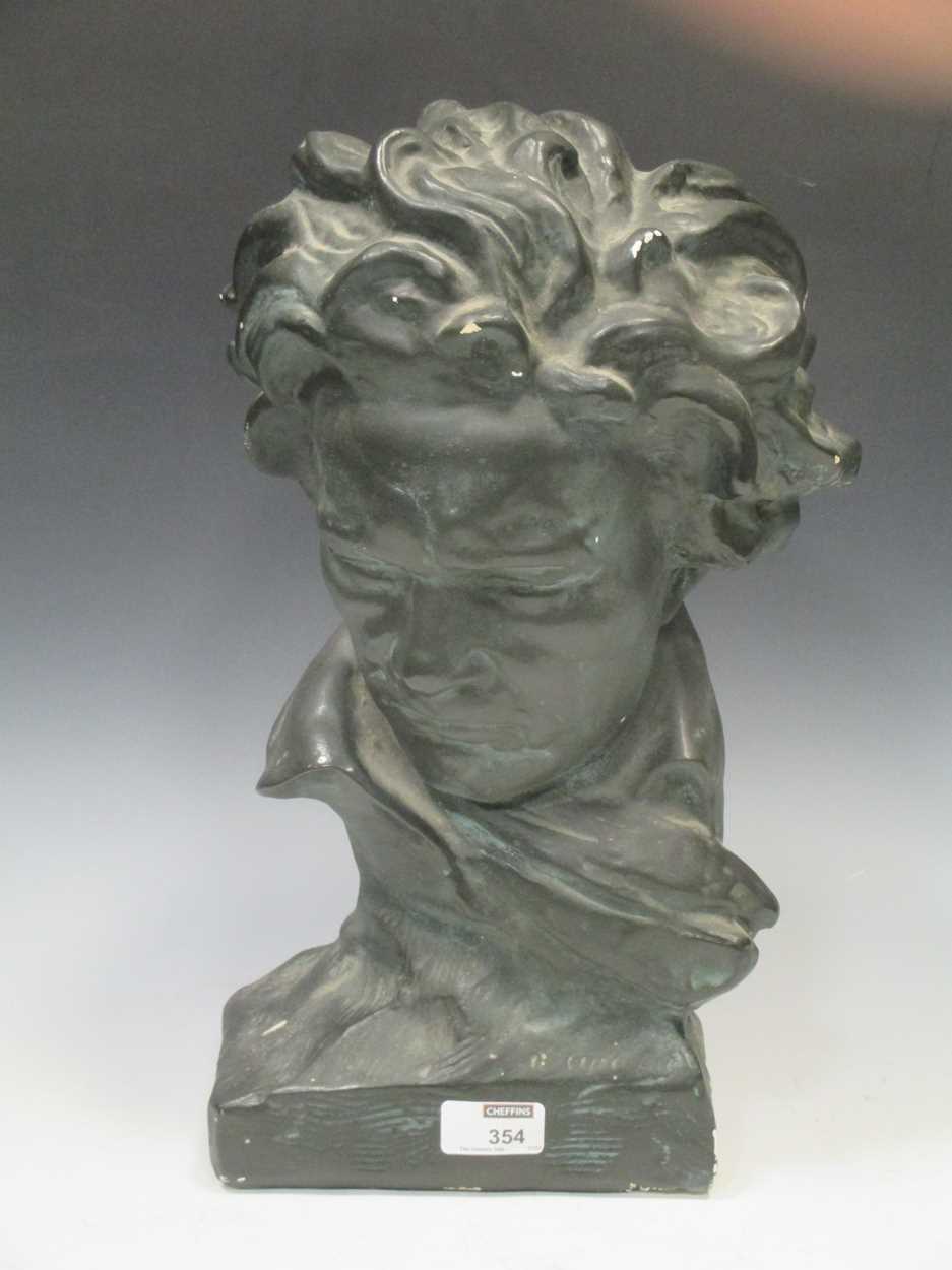 Lot 354 - A plaster bust of Ludwig van Beethoven, approx...