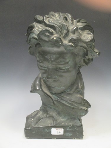 Lot 354 - A plaster bust of Ludwig van Beethoven, approx...