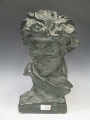 Lot 354 - A plaster bust of Ludwig van Beethoven, approx...