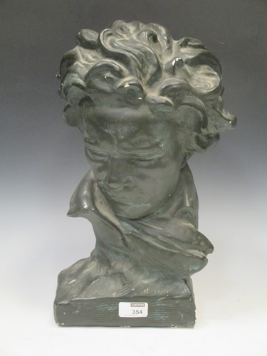 Lot 354 - A plaster bust of Ludwig van Beethoven, approx...