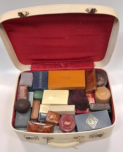 Lot 412 - A small suitcase and two boxes containing a...