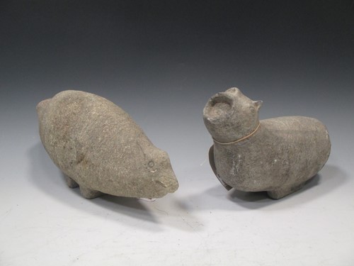Lot 114 - A pair of Chinese grey stone (granite)...