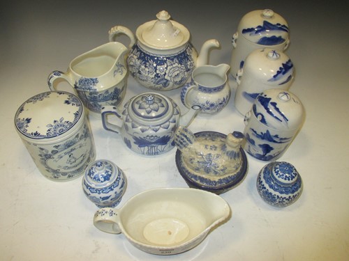 Lot 230 - Various blue and white kitchen pottery, pair...