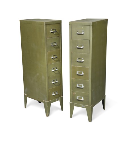Lot 197 - A pair of industrial green painted steel chests