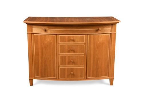 Lot 210 - David Linley, a bespoke walnut bowfront cabinet with sycamore stringing
