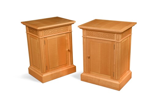 Lot 213 - David Linley, a pair of sycamore bedside cabinets