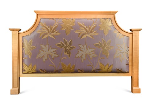 Lot 214 - David Linley, a sycamore super-king size upholstered headboard