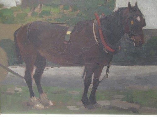 Lot 575 - British School, horse in harness (sketch on...