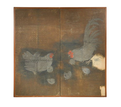 Lot 411 - Japanese folding screen, circa 1900
