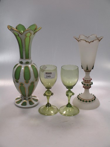 Lot 249 - A Victorian overlaid glass vase and opaque...